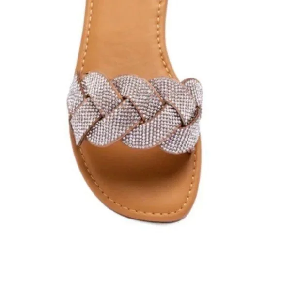 !! NEW !! Embellished Slides Sandals in Black - Picture 4 of 4